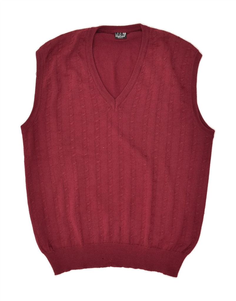 VINTAGE Mens Vest Tank Top Medium Maroon Wool | Vintage Vintage | Thrift | Second-Hand Vintage | Used Clothing | Messina Hembry 