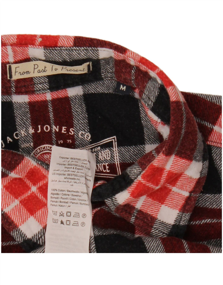 JACK & JONES Mens Flannel Shirt Medium Red Check Cotton