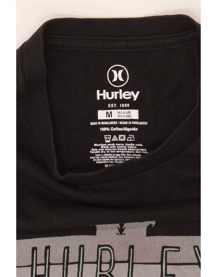 Hurley Mens Graphic T-Shirt Top Medium Black Cotton