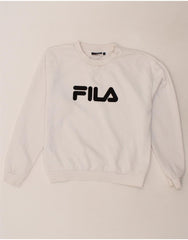 FILA Mens Graphic Sweatshirt Jumper Small White Polyester