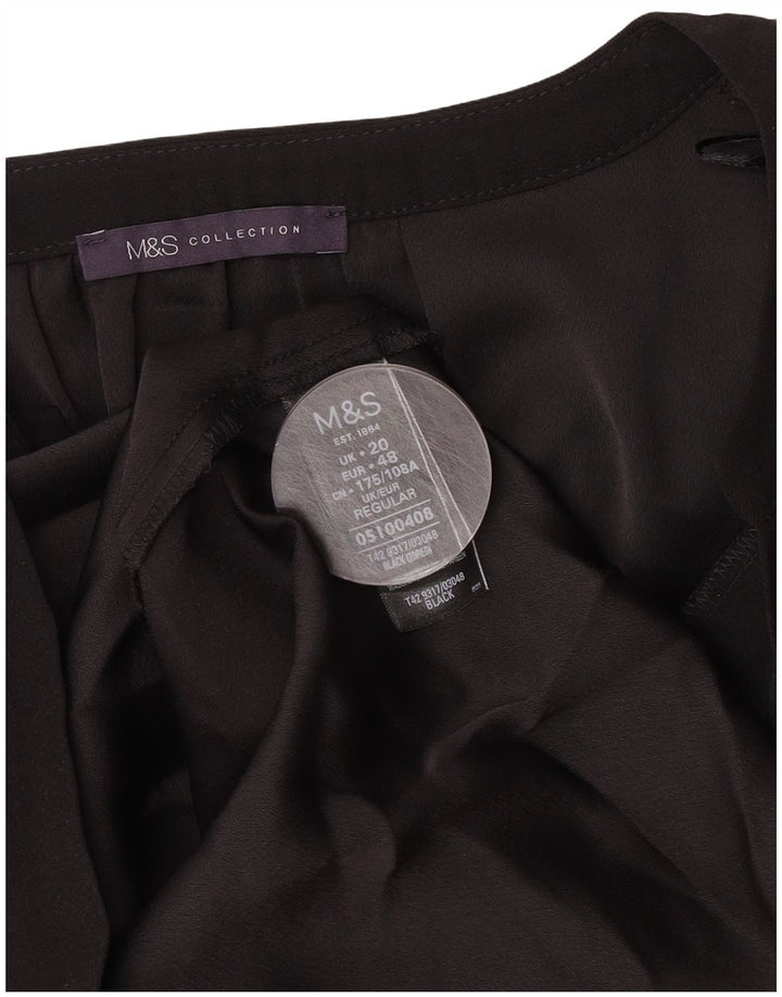 Marks & Spencer Womens 3/4 Sleeve Shift Dress UK 20 2XL Black Polyester