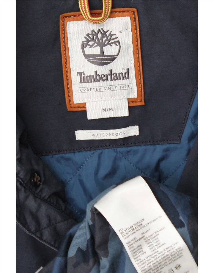 TIMBERLAND Mens Windbreaker Coat UK 38 Medium Navy Blue Cotton