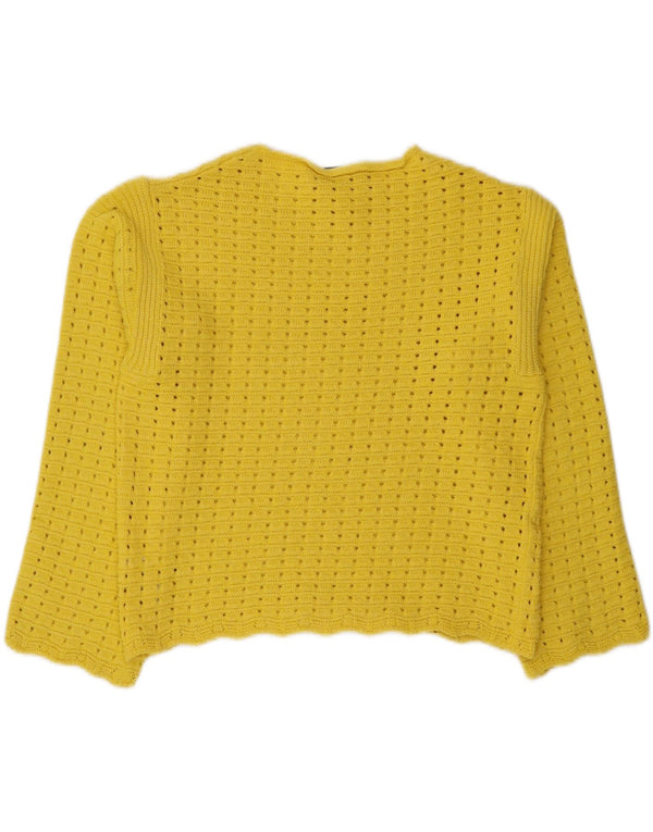 Marks & Spencer Womens Crop Boat Neck Jumper Sweater UK 14 Medium Yellow