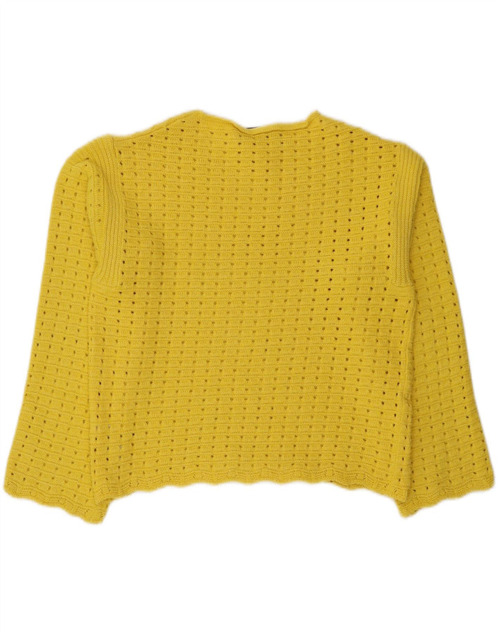 Marks & Spencer Womens Crop Boat Neck Jumper Sweater UK 14 Medium Yellow