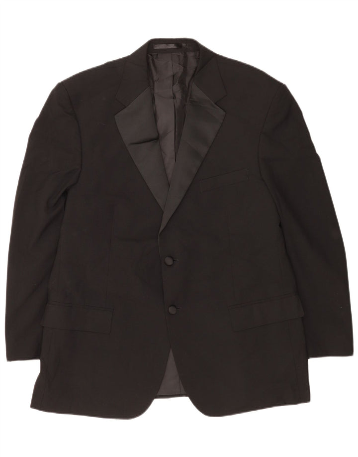 Marks & Spencer Mens Short 2 Button Blazer Jacket UK 42 XL Black Polyester