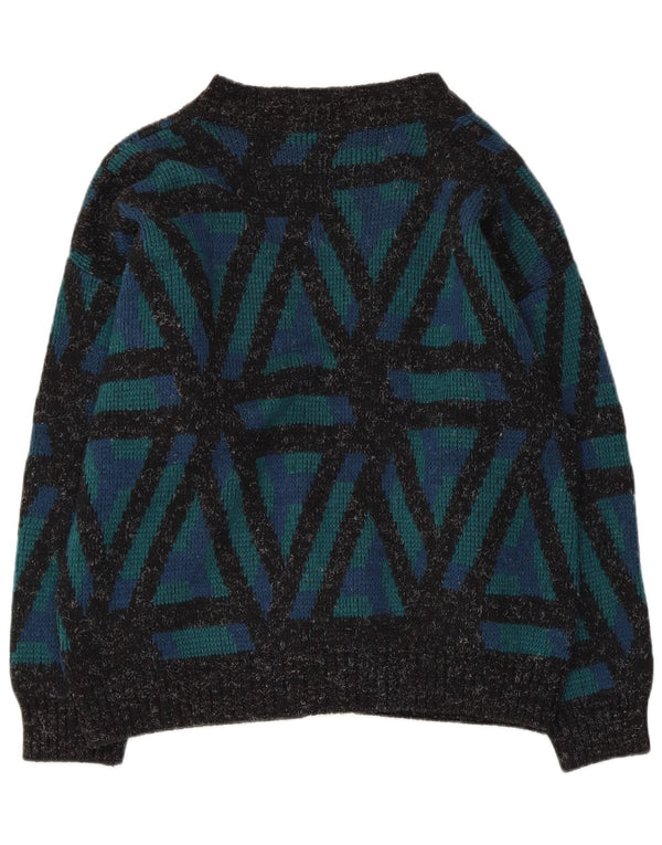 VINTAGE Womens Cardigan Sweater UK 18 XL Green Geometric