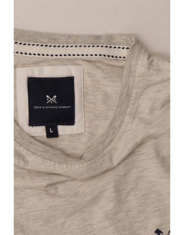 CREW CLOTHING Mens T-Shirt Top Large Grey Flecked Cotton Vintage Crew Clothing and Second-Hand Crew Clothing from Messina Hembry 
