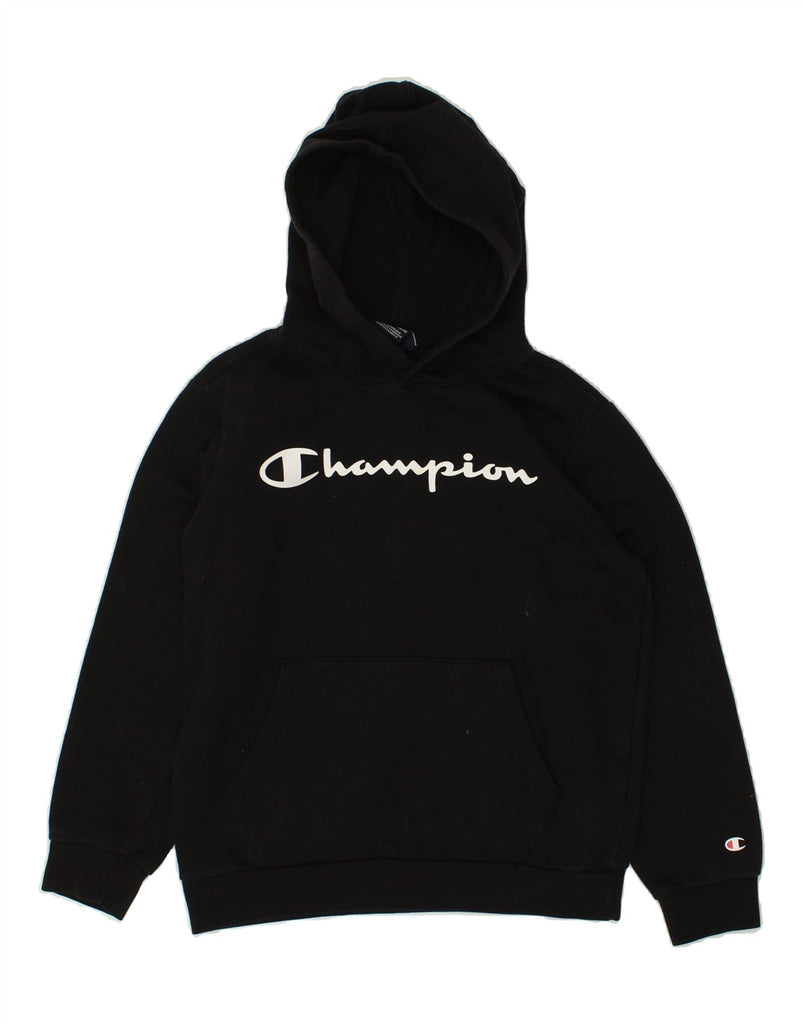 CHAMPION Boys Graphic Hoodie Jumper 11-12 Years Large Black | Vintage Champion | Thrift | Second-Hand Champion | Used Clothing | Messina Hembry 