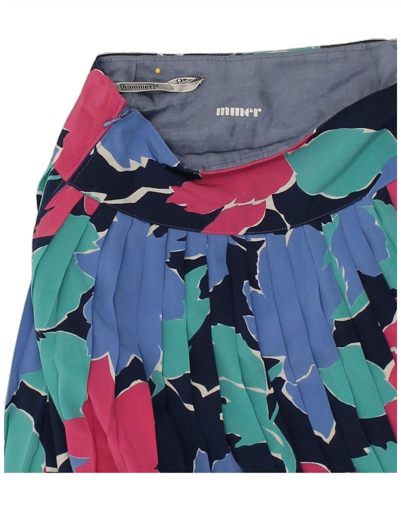 HAMMER Womens Knife Pleated Skirt W26 Small Navy Blue Floral Vintage Hammer and Second-Hand Hammer from Messina Hembry 