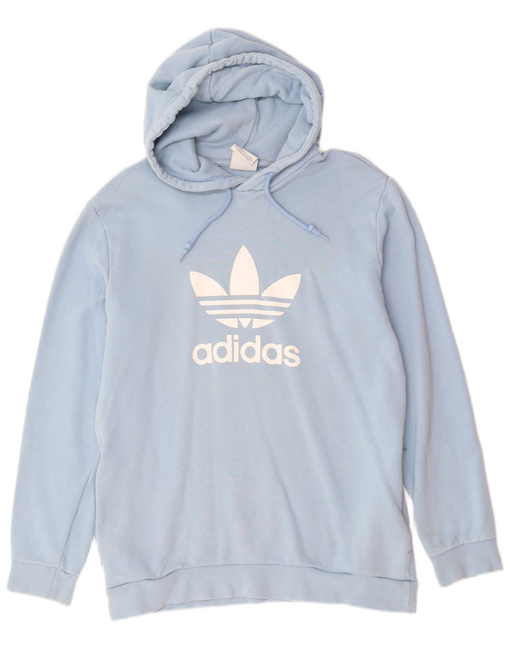 ADIDAS Mens Graphic Hoodie Jumper Medium Blue Cotton