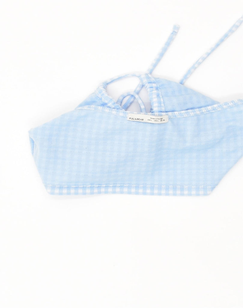 PULL & BEAR Womens Crop Halter Top UK 14 Large Blue Gingham Polyester | Vintage Pull & Bear | Thrift | Second-Hand Pull & Bear | Used Clothing | Messina Hembry 