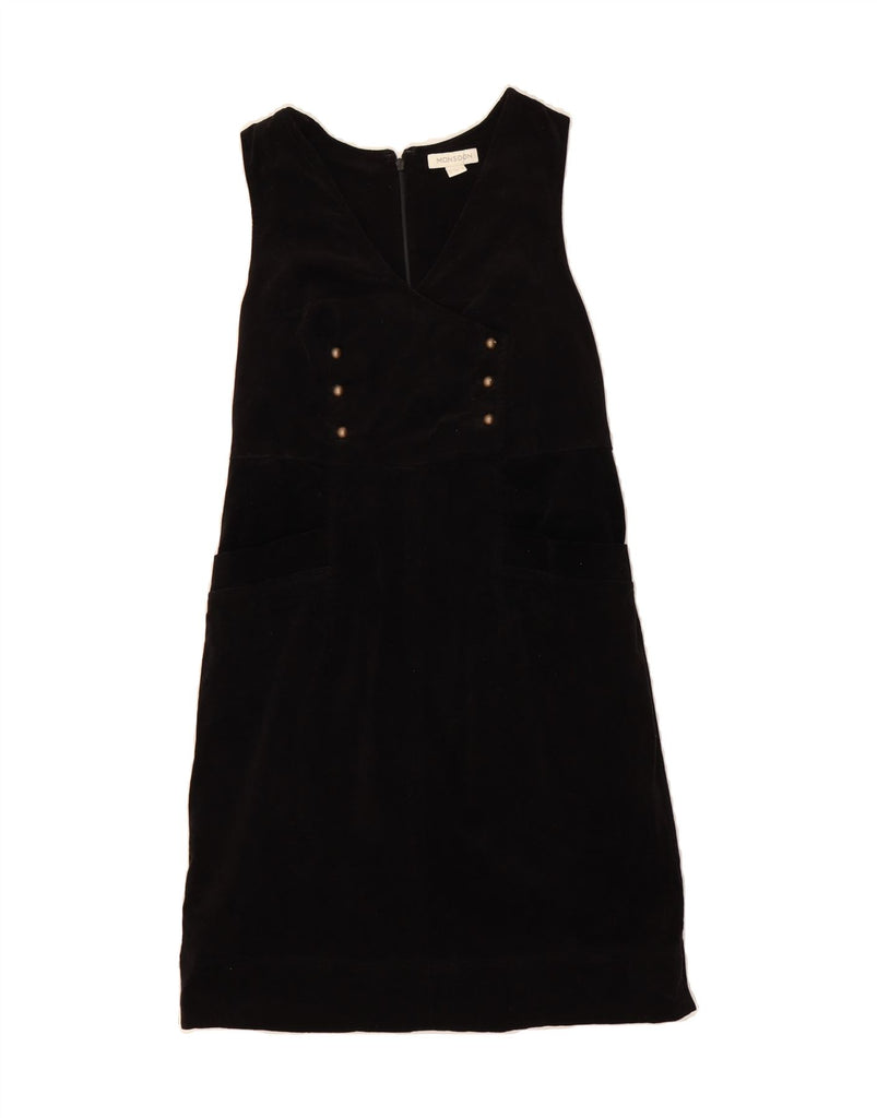 MONSOON Womens Velvet Sleeveless A-Line Dress UK 10 Small  Black Cotton Vintage Monsoon and Second-Hand Monsoon from Messina Hembry 