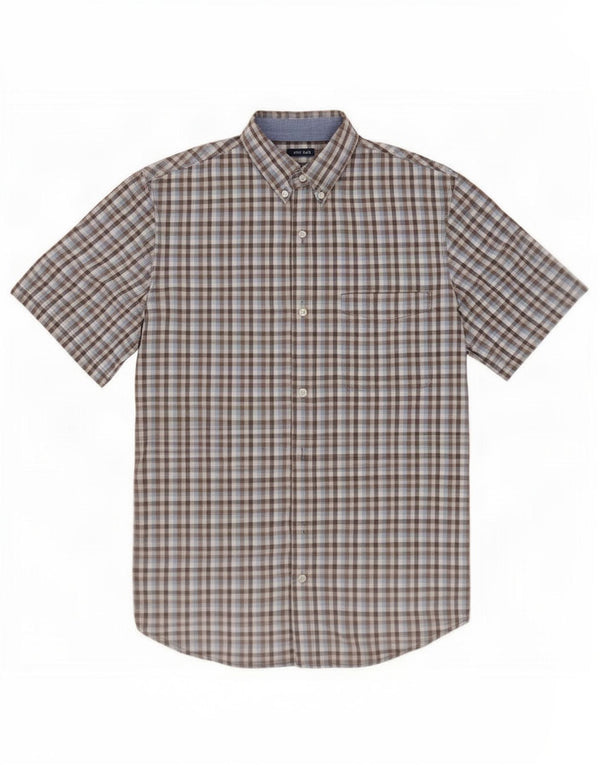 Chaps Mens Easy Care Short Sleeve Shirt Large Multicoloured Gingham Cotton
