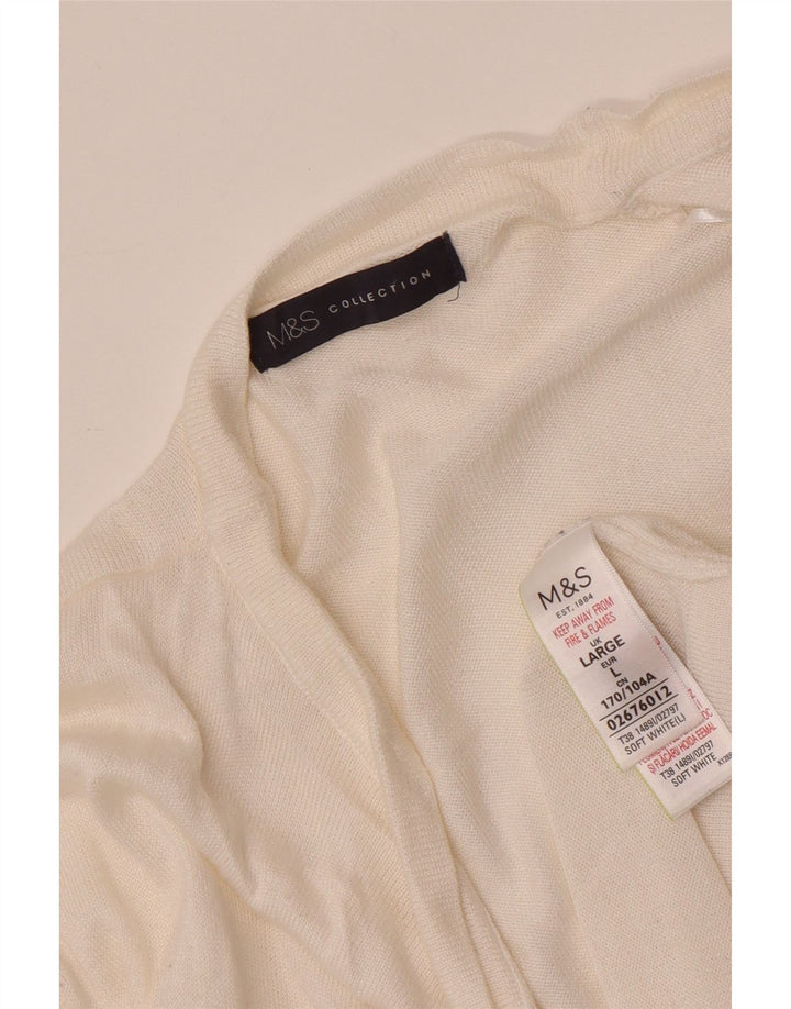 Marks & Spencer Womens Open Cardigan Sweater UK 14 Large White Viscose