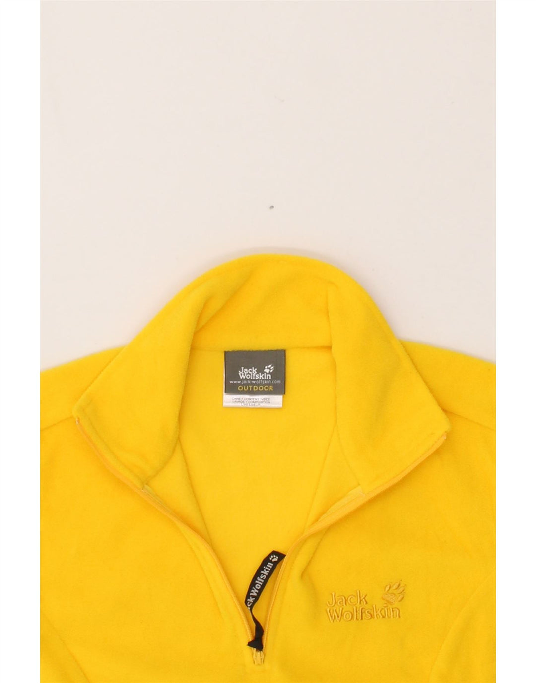 JACK WOLFSKIN Womens Zip Neck Fleece Jumper UK 10 Small Yellow Polyester Vintage Jack Wolfskin and Second-Hand Jack Wolfskin from Messina Hembry 