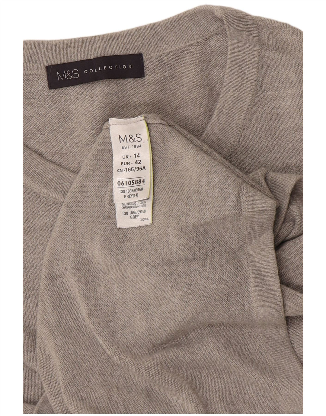 Marks & Spencer Womens Crew Neck Jumper Sweater UK 14 Medium Grey Acrylic