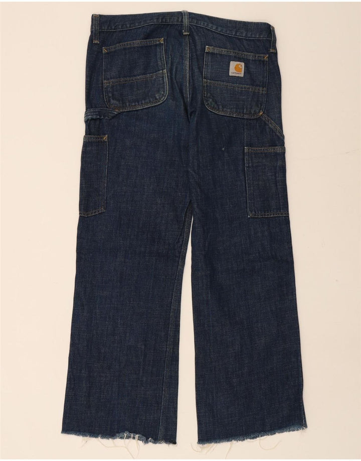 CARHARTT Womens Cargo Straight Jeans W34 L28 Navy Blue Cotton