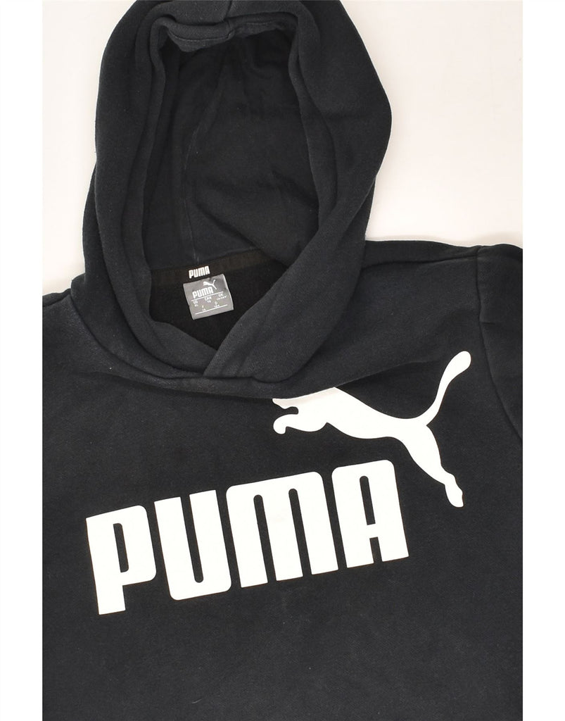 PUMA Boys Graphic Hoodie Jumper 13-14 Years XL Black Cotton | Vintage Puma | Thrift | Second-Hand Puma | Used Clothing | Messina Hembry 