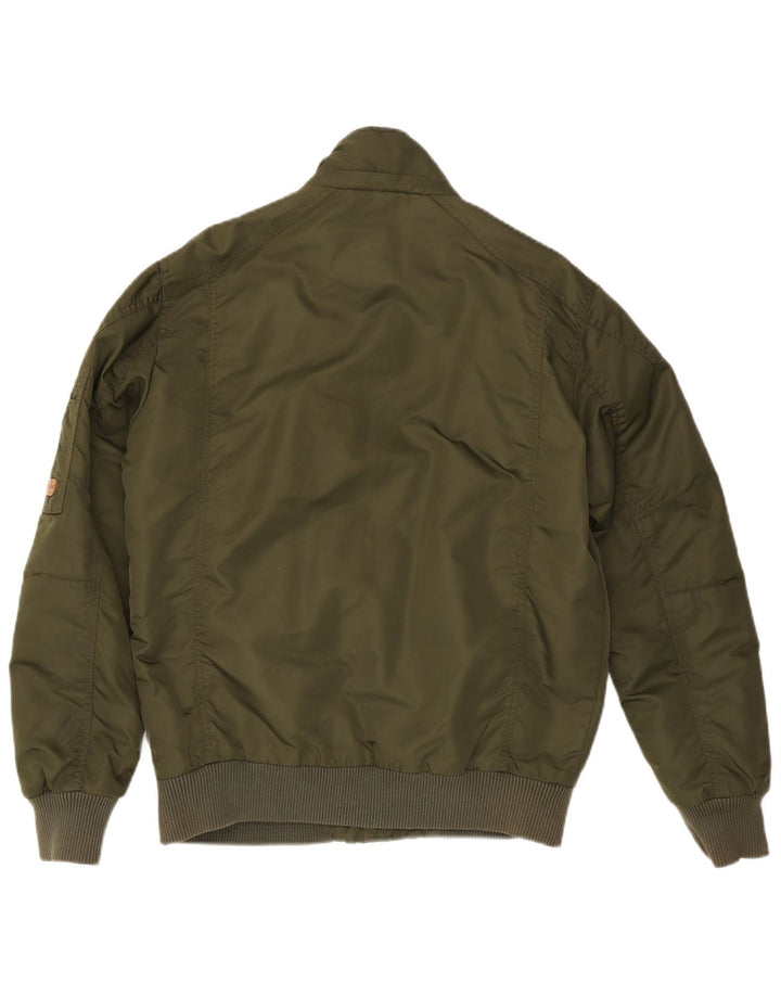 Jack & Jones Mens Bomber Jacket UK 38 Medium Khaki Nylon