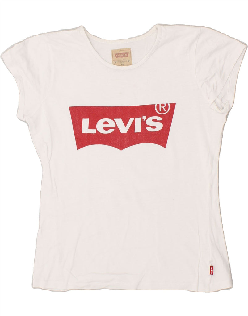 LEVI'S Girls Graphic T-Shirt Top 13-14 Years White Cotton | Vintage Levi's | Thrift | Second-Hand Levi's | Used Clothing | Messina Hembry 