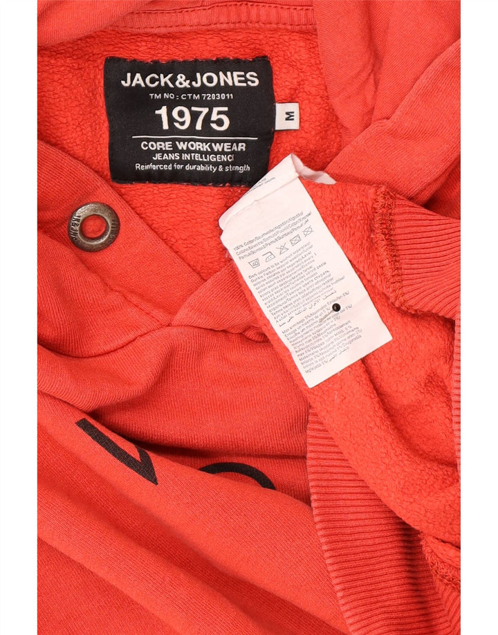 Jack & Jones Mens Graphic Hoodie Jumper Medium Red Cotton