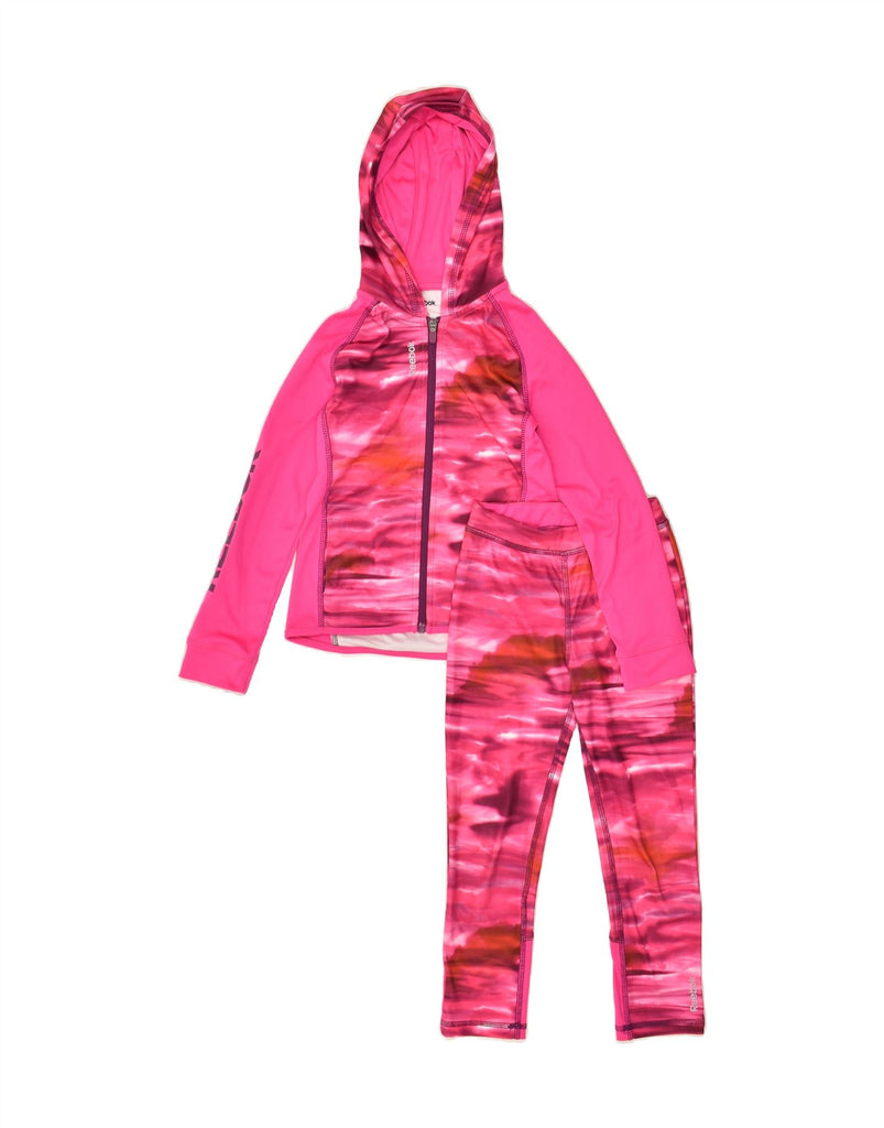 REEBOK Girls Graphic Hooded Full Tracksuit 5-6 Years Pink Polyester | Vintage Reebok | Thrift | Second-Hand Reebok | Used Clothing | Messina Hembry 