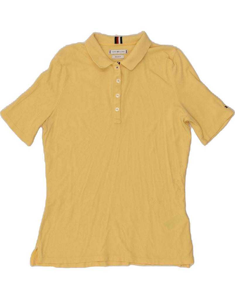 TOMMY HILFIGER Womens Polo Shirt UK 12 Medium Yellow Cotton | Vintage Tommy Hilfiger | Thrift | Second-Hand Tommy Hilfiger | Used Clothing | Messina Hembry 