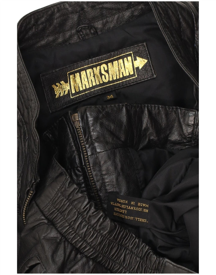 Vintage Mens Bomber Leather Jacket UK 34 XS Black Leather