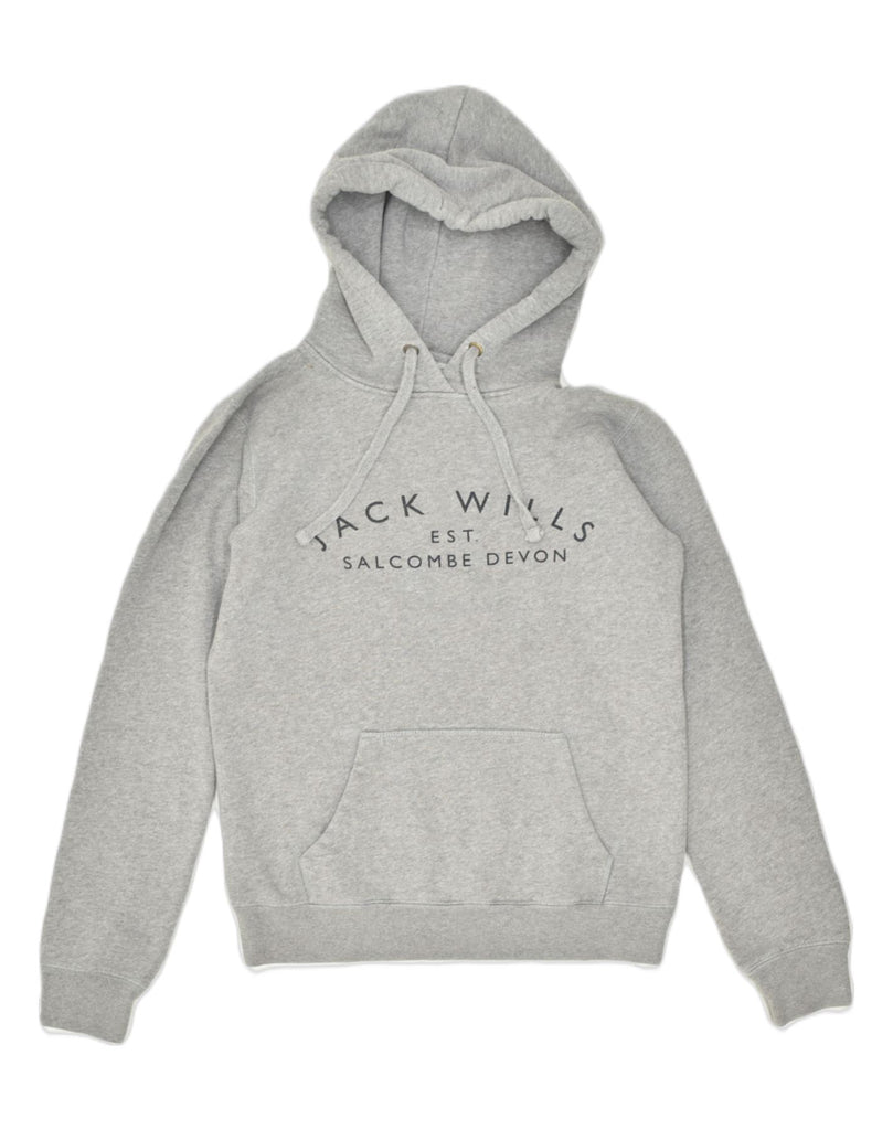 JACK WILLS Womens Hoodie Jumper UK 8 Small Grey Cotton | Vintage | Thrift | Second-Hand | Used Clothing | Messina Hembry 