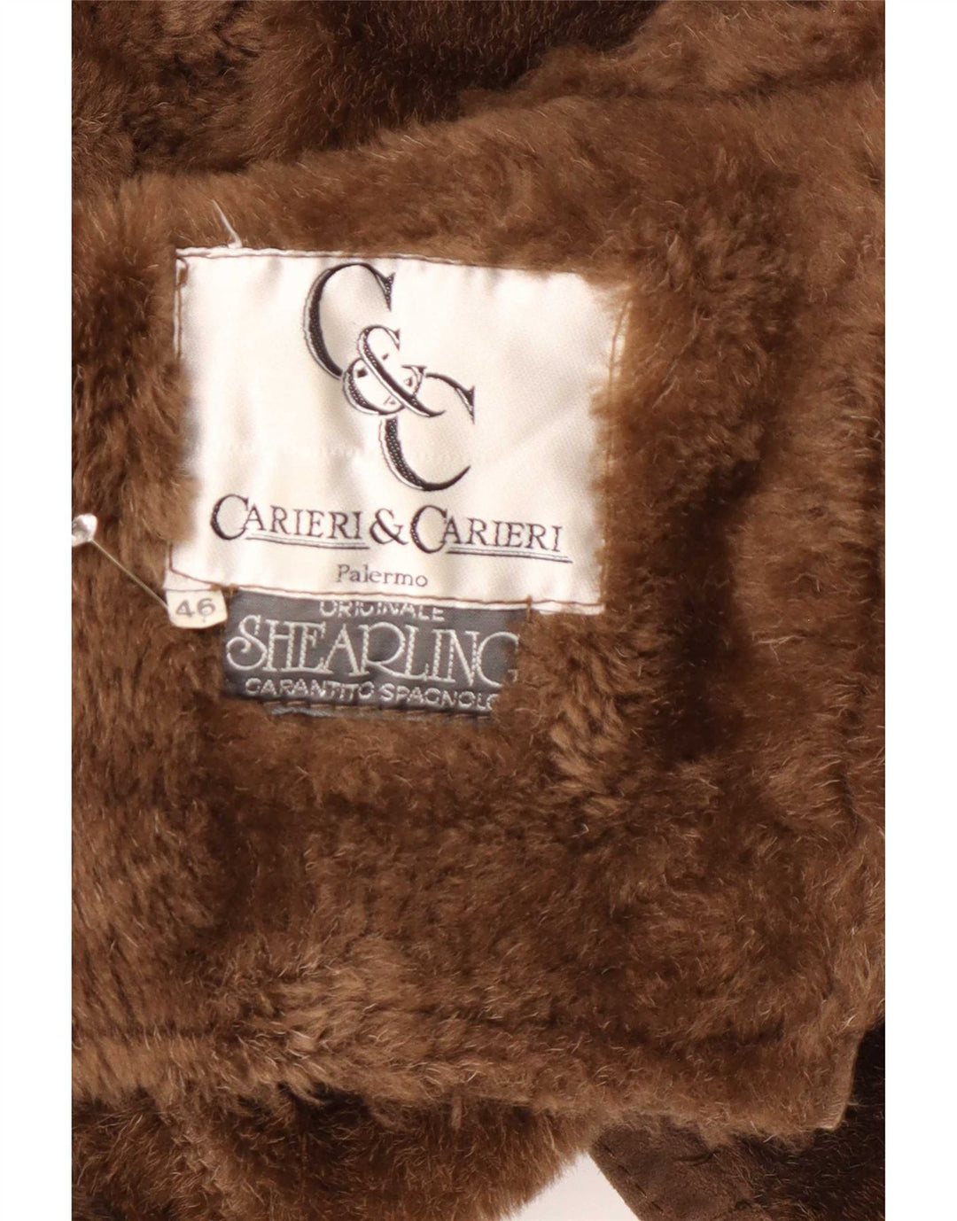 Carieri&Carieri Mens Shearling Overcoat IT 46 Small Brown