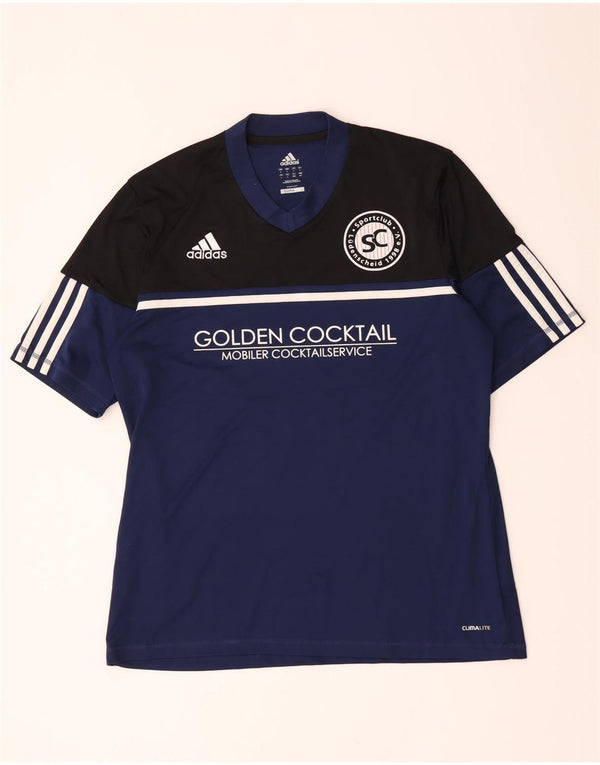 Adidas Mens Climalite Graphic T-Shirt Top Large Navy Blue Colourblock
