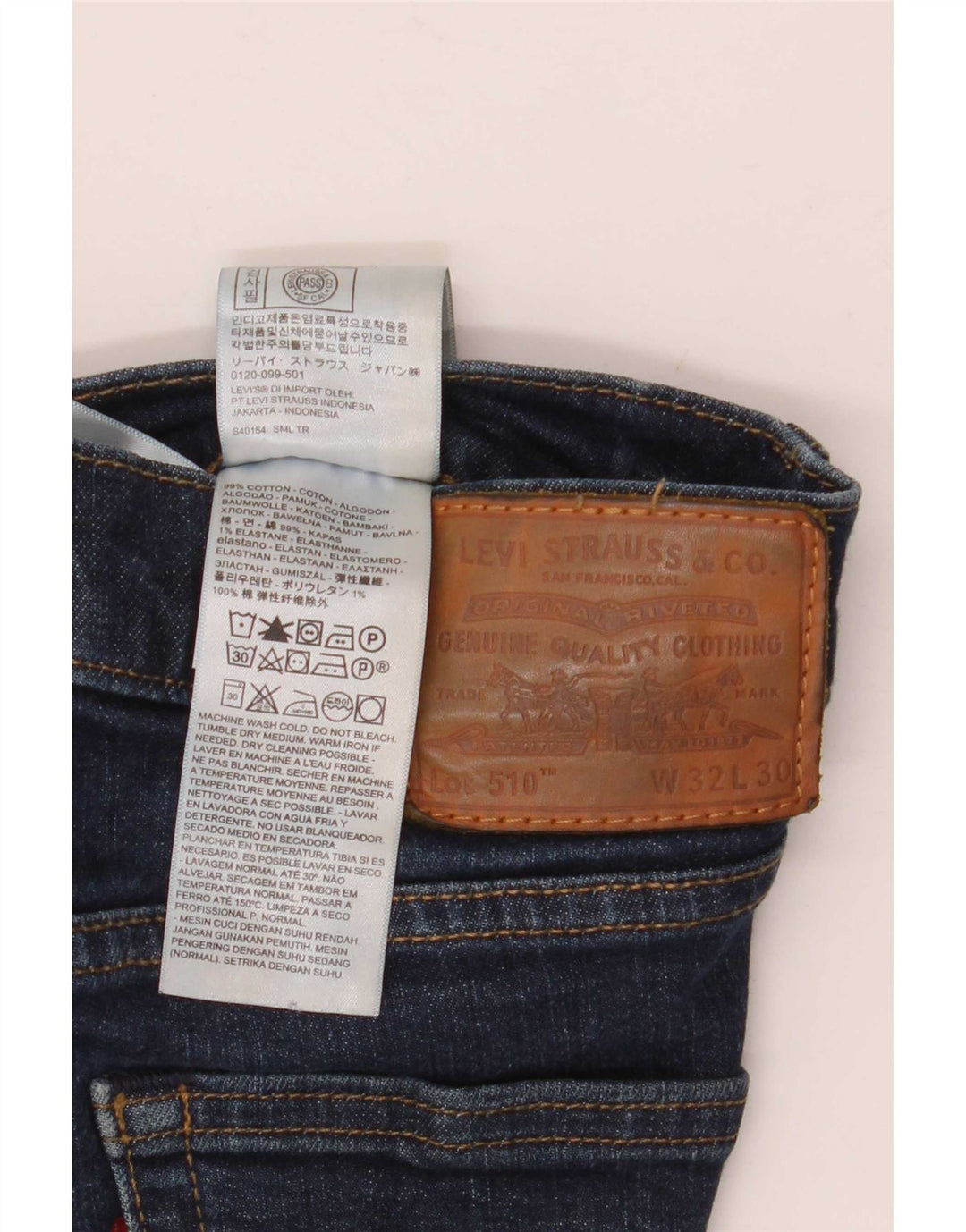 Levi's Mens 510 Denim Shorts W32 Medium Navy Blue Cotton