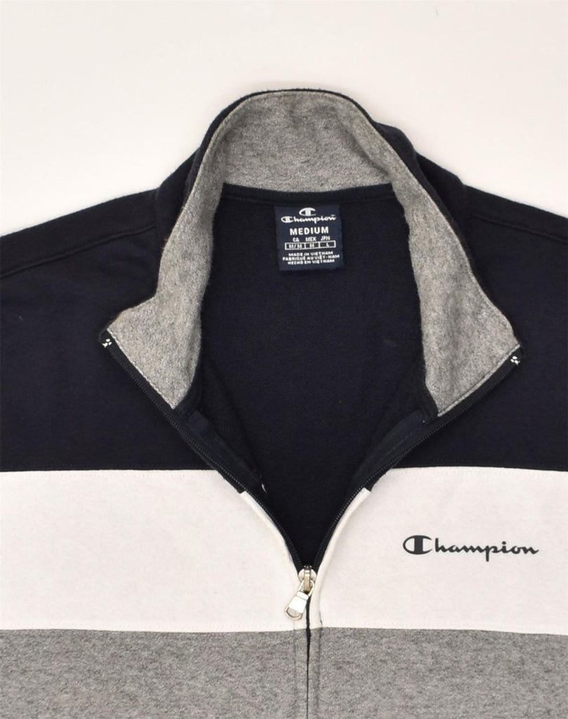 CHAMPION Mens Tracksuit Top Jacket Medium Navy Blue Colourblock Cotton | Vintage Champion | Thrift | Second-Hand Champion | Used Clothing | Messina Hembry 