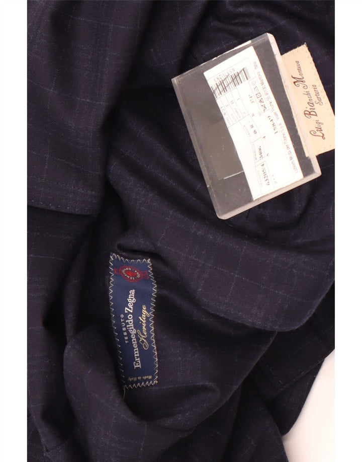 Ermenegildo Zegna Mens Heritage Blazer Jacket UK 38 Medium Navy Blue Check