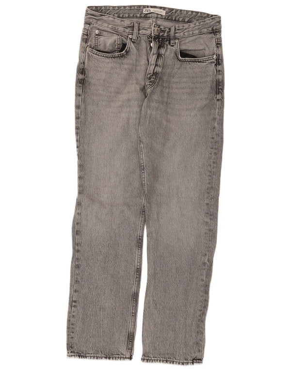 Zara Mens Straight Jeans EU 42 Large W32 L30 Grey Cotton