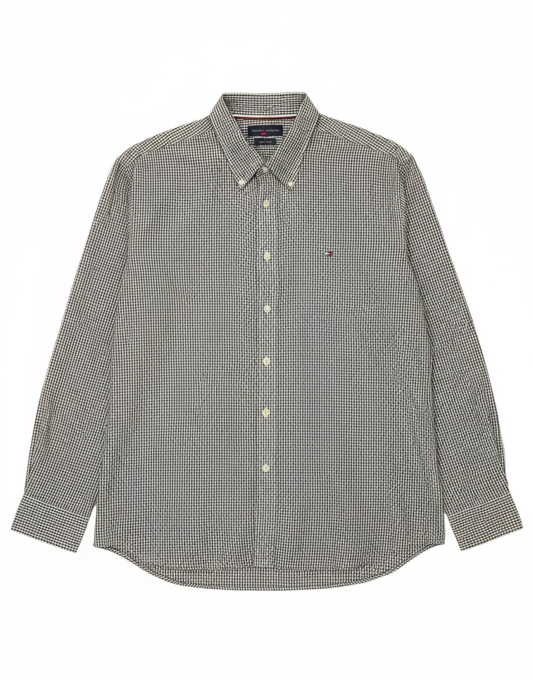 TOMMY HILFIGER Mens Custom Fit Shirt XL Green Gingham Cotton