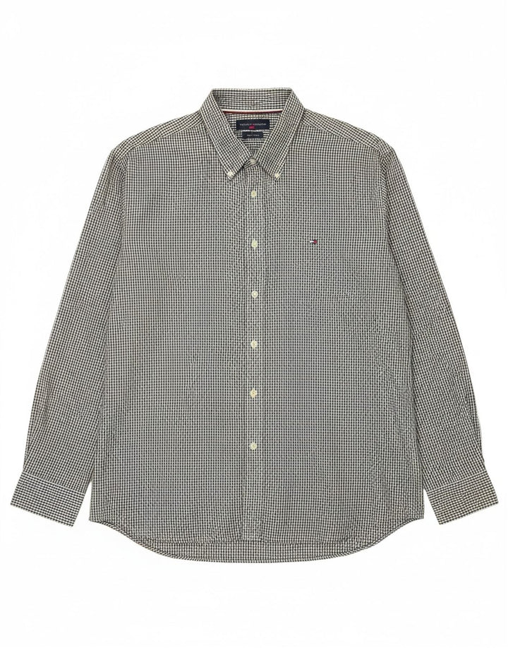 TOMMY HILFIGER Mens Custom Fit Shirt XL Green Gingham Cotton