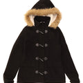 KANGOL Womens Hooded Duffle Jacket UK 12 Medium Black Polyester Vintage Kangol and Second-Hand Kangol from Messina Hembry 