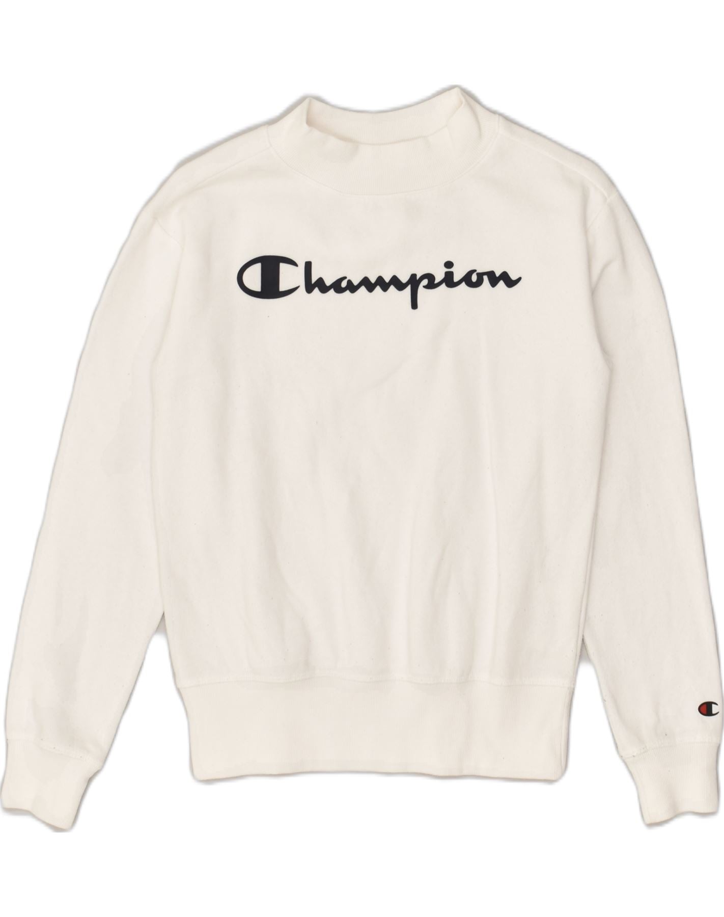 CHAMPION Boys Graphic Sweatshirt Jumper 11 12 Years Large White Cotton Vintage Second Hand Clothing Online Messina Hembry