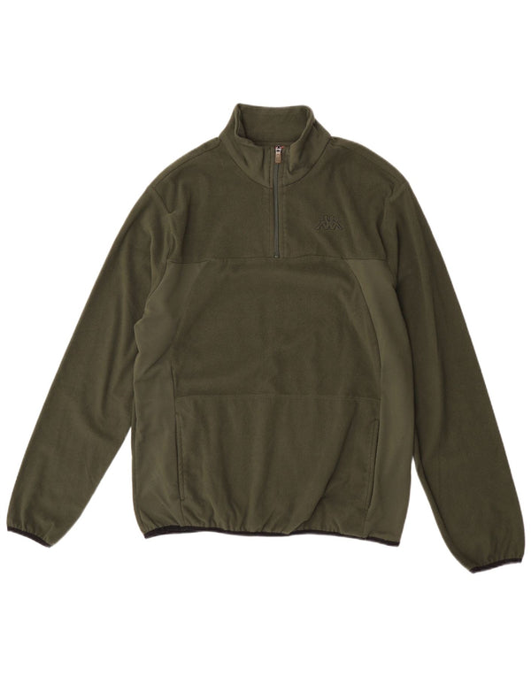 Kappa Womens Zip Neck Fleece Jumper XL Khaki Polyester
