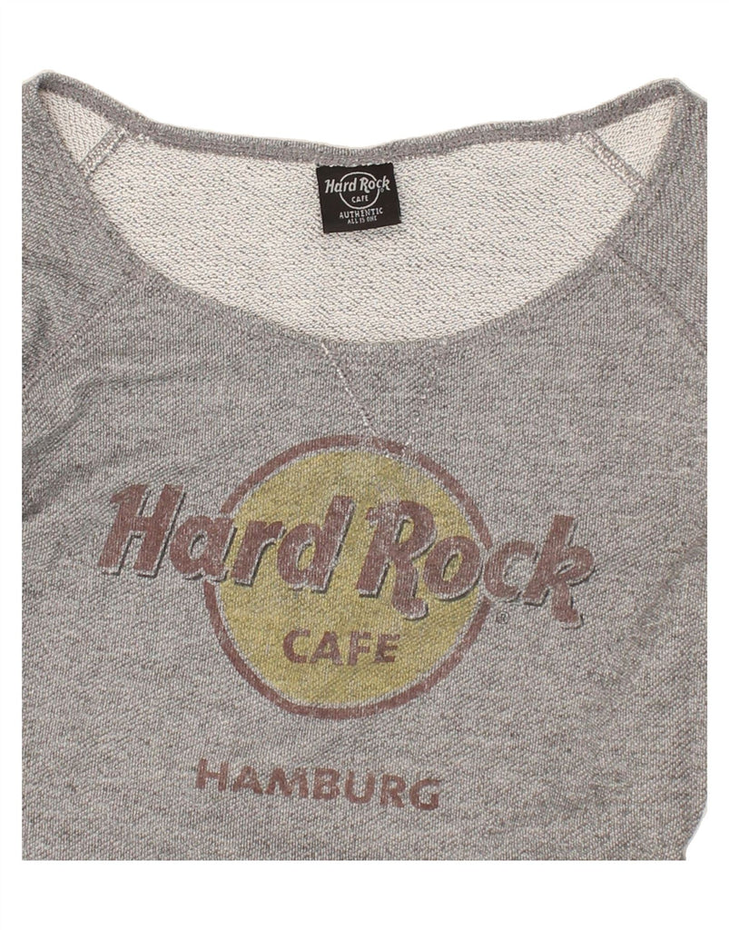 HARD ROCK CAFE Womens Hamburg Graphic Sweatshirt Jumper UK 12 Medium Grey | Vintage Hard Rock Cafe | Thrift | Second-Hand Hard Rock Cafe | Used Clothing | Messina Hembry 