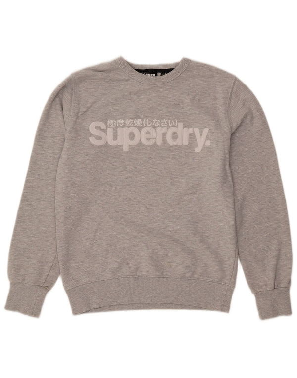 Superdry Mens Graphic Sweatshirt Jumper Medium Grey Flecked Cotton