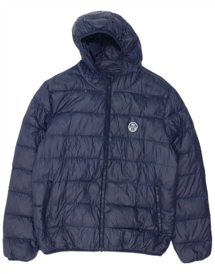 NORTH SAILS Mens Hooded Padded Jacket UK 42 XL Navy Blue Polyamide