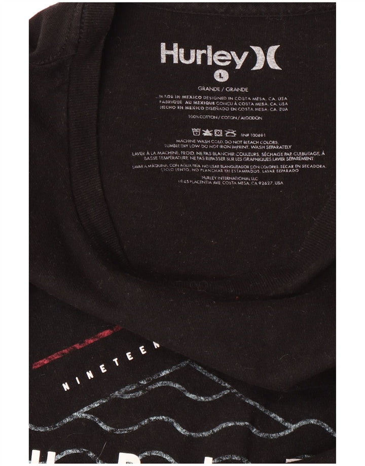 HURLEY Mens Graphic T-Shirt Top Large Black Cotton