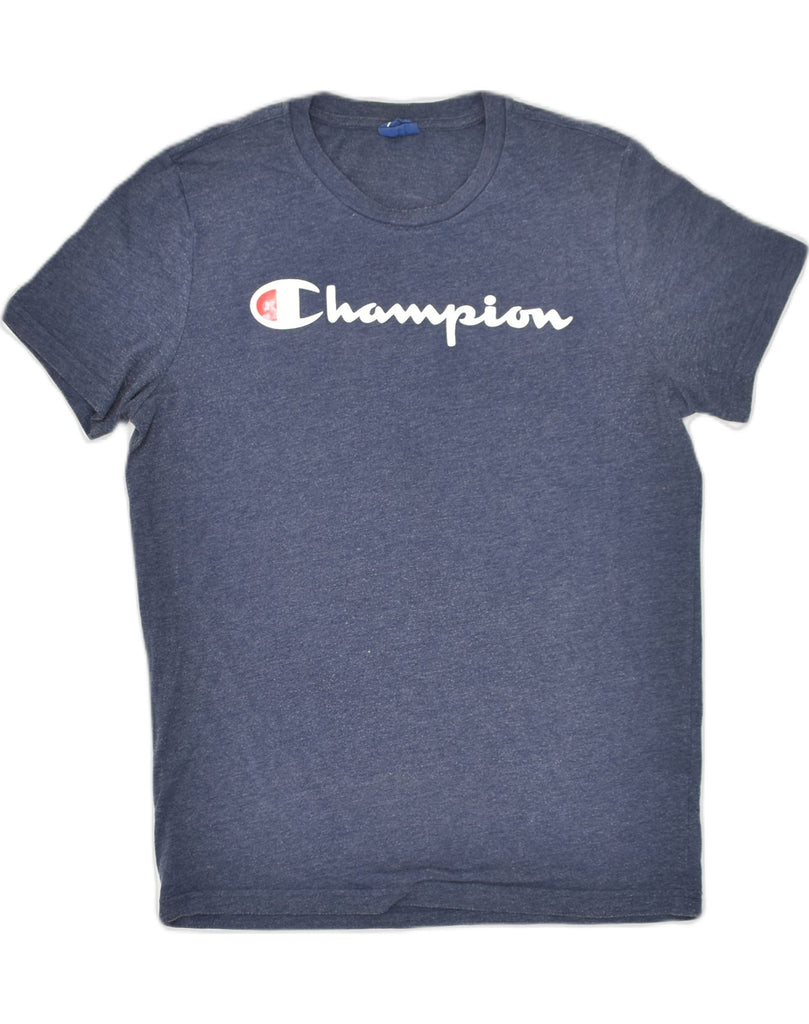 CHAMPION Mens Graphic T-Shirt Top Medium Blue Cotton | Vintage Champion | Thrift | Second-Hand Champion | Used Clothing | Messina Hembry 