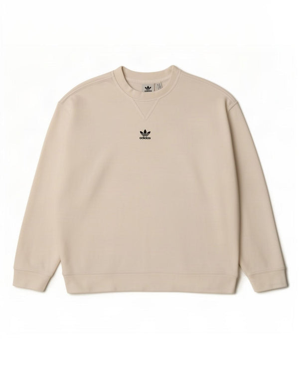 Adidas Womens Oversized Sweatshirt Jumper UK 6 XS White Cotton