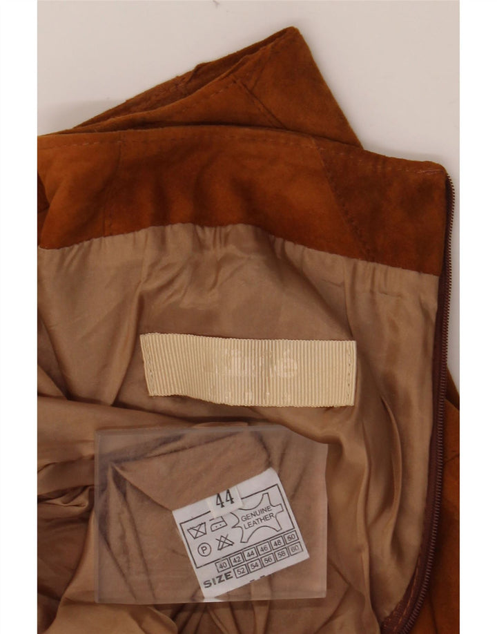 VINTAGE Womens Suede Skirt IT 44 Medium W30  Brown Leather