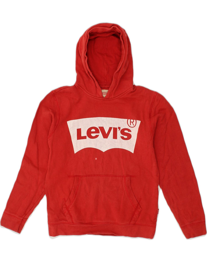 LEVI'S Boys Graphic Hoodie Jumper 13-14 Years Red Cotton | Vintage Levi's | Thrift | Second-Hand Levi's | Used Clothing | Messina Hembry 