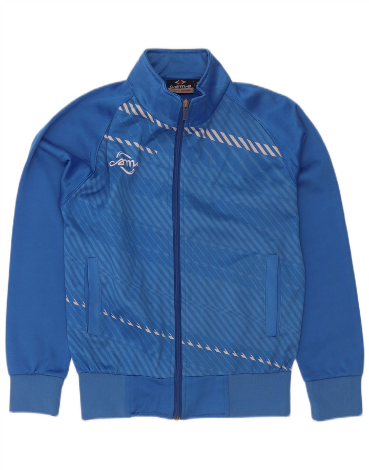 Vintage Mens Tracksuit Top Jacket Small Blue Striped Polyester