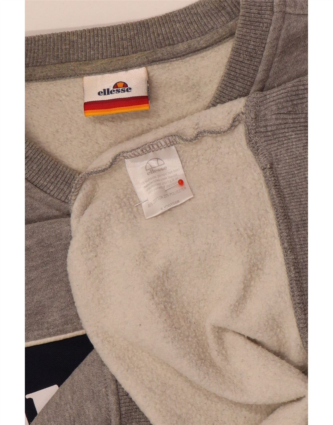 Ellesse Mens Graphic Sweatshirt Jumper Small Grey Colourblock Cotton